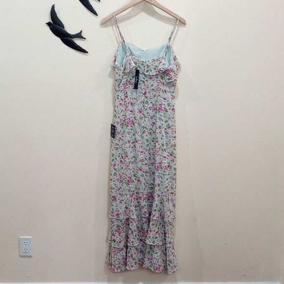 NWT! Lulu's Darling Blossoms Mint Floral Print Ruffled Maxi Dress - M - Picture 6 of 13
